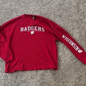 Vintage Men’s XL Heavy Cotton Waffle Knit Badgers Graphic Thermal Long Sleeve